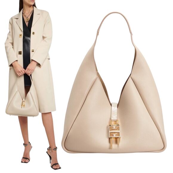 Givenchy Mediuum G Padlock Leather Hobo Bag Natural Beige Gold - Picture 2 of 16